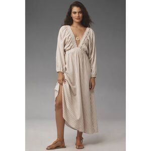 New Anthropologie Femme Linen Stripe Kaftan sz M/L